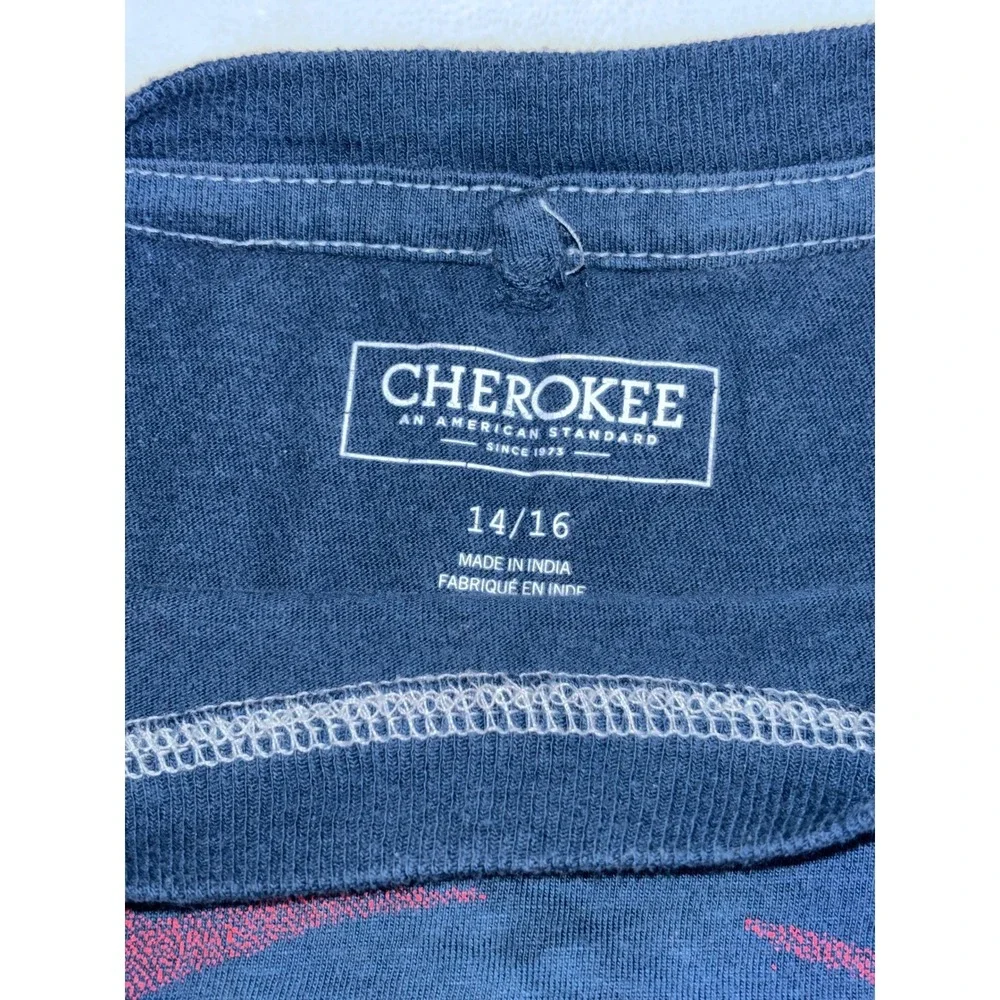 Cherokee Boys Navy Blue Gray Tie Dye Shark‎ Graphic T-Shirt Size 14/16 XL